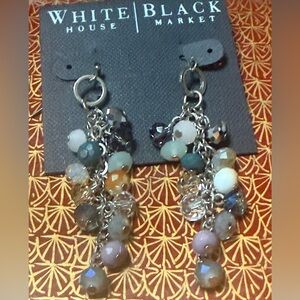 NWT White House Black Market Gray and Lavender Bead Dangle Earrings
